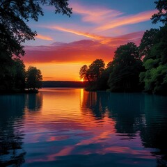 sunset over the river