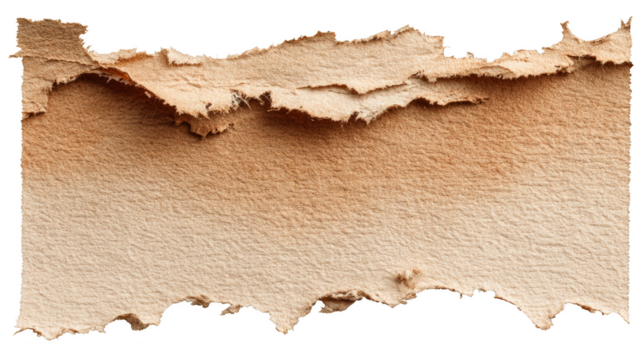 A torn piece of paper with a brown background
