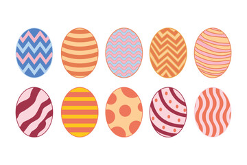 Set Egg Easter Cartoon Icon Illustration