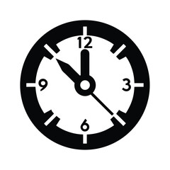 Clock face with numbers silhouette for timekeeping or punctuality concept on white background  