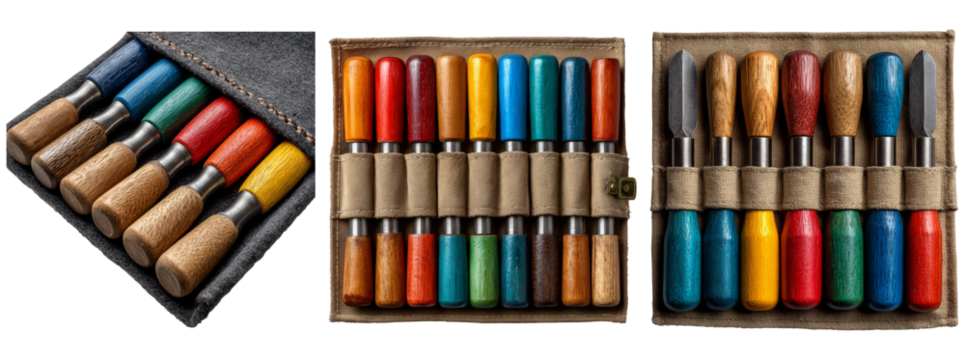 Colorful Woodworking Tools Set with Transparent Background Image