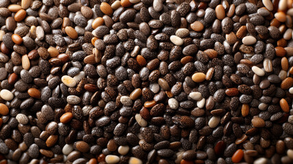 Fototapeta premium Chia seeds in seamless pattern, showcasing their diverse colors and textures