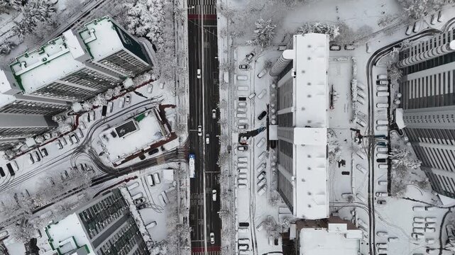 인천광역시 연수구 연수동 원인재 인근의 눈쌓인 아파트 풍경 