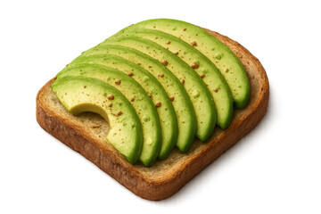 Avocado toast sprinkled with spices, floating against transparent surface, highlighting culinary trend for modern food marketing