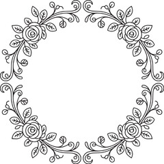 Floral Wreath SVG | Hand-Drawn Botanical Circle Frame for Monograms, Crafts