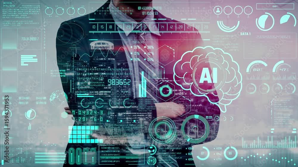 Poster ai assistant brain processor with llm technology, big data, machine learning, generative ai for busi