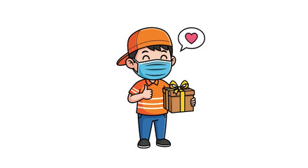 Delivery Vector Illustration Efficient Express Free Shipping for Online Shop & E-commerce with Courier Services Bike, Motorcycle, Truck, Handcart