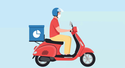 Delivery Vector Illustration Efficient Express Free Shipping for Online Shop & E-commerce with Courier Services Bike, Motorcycle, Truck, Handcart