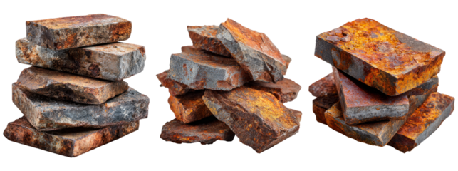 Stack of Rough Stones with Rich Textures on Transparent Background