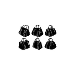 Elegant designer handbag silhouette and line art vector illustration 
