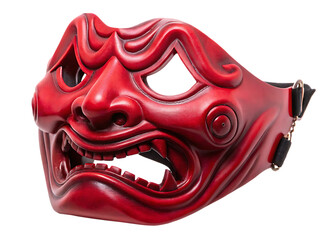  red oni mask lower jaw  isolated on white background PNG, AI GENERATED
