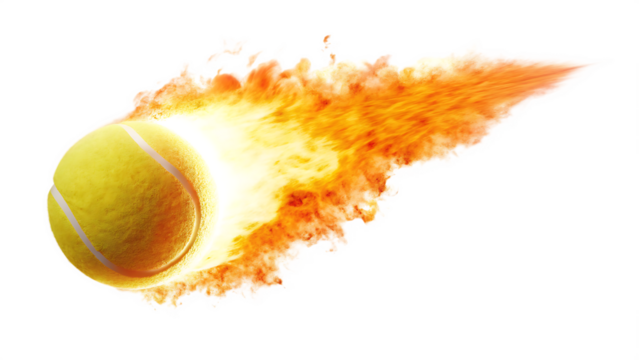  tennis ball fire trail isolated on white background PNG, AI GENERATED
