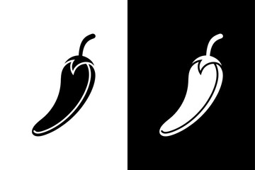 Chili Pepper Silhouette Icon. Flat Glyph Style Vegetable Vector Design