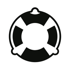Fototapeta premium Lifebuoy ring silhouette minimal rescue or safety equipment icon on white background