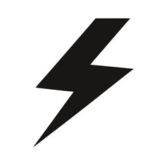 Silhouette of lightning bolt with sharp edges on white background fast energy symbol  
