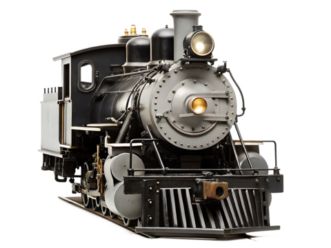 steam locomotive train isolated on white  background PNG, AI GENERATED