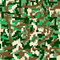 abstract green background. Seamless digital camouflage pattern. Suitable for army and camping accessories design . Vector illustration 