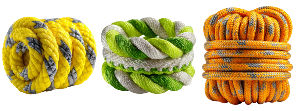 Colorful Bundles of Ropes on Transparent Background for Design Use