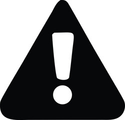 Bold black exclamation mark inside a white triangle warning symbol on a white background signifying danger or alert