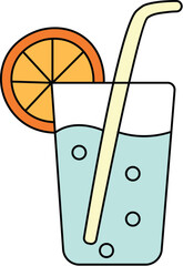 Fototapeta premium Cold Summer Drink with Orange Slice Illustration