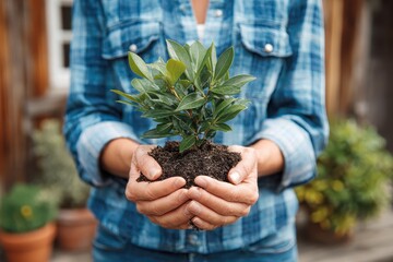 Sapling in supportive hands.