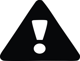 A stark black equilateral triangle encloses a bold white exclamation mark signifying a universal warning or important alert
