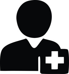 Simple silhouette of a person with a medical cross symbol indicating healthcare or health services addition