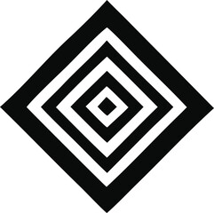 Concentric diamond shapes create a striking geometric pattern with a black and white illusion of depth and focus