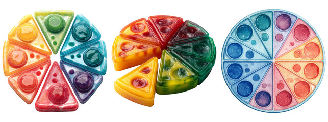 Colorful Toy Pie Chart with Transparent Background for Kids