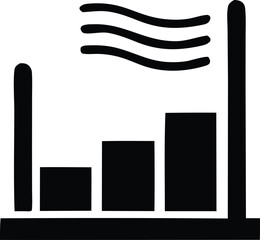 Stylized black and white graphic depicting a rising bar chart with three bars of increasing height representing growth and progress topped by wavy lines