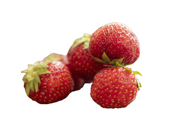 bunch of ripe strawberries lying on the table, a summer berry, a strawberry harvest, a beautiful summer picture, isolated object on transparent background, png