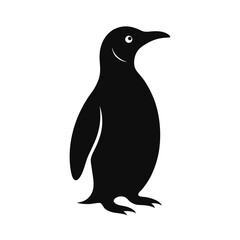 Fototapeta premium Penguin side profile silhouette minimal arctic animal or wildlife design on white background