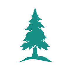 Obraz premium Pine tree with snow silhouette winter season tree or holiday icon on white background