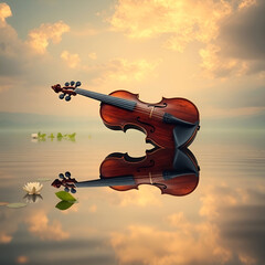 Fototapeta premium flux schnell a delicate intricately carved violin with a rich