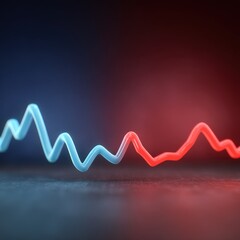 Financial graphs with opposing trends highlighted, USA China conflict