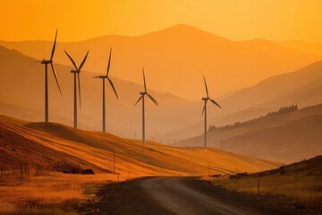Wind Turbines in Golden Light