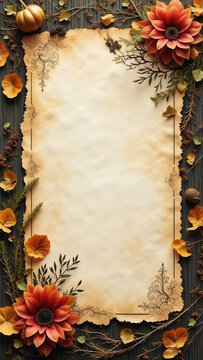 Vintage style autumn card menu with copy space