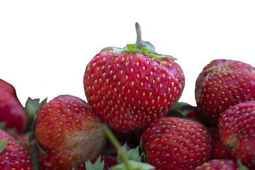bunch of ripe strawberries lying on the table, a summer berry, a strawberry harvest, a beautiful summer picture, isolated object on transparent background, png