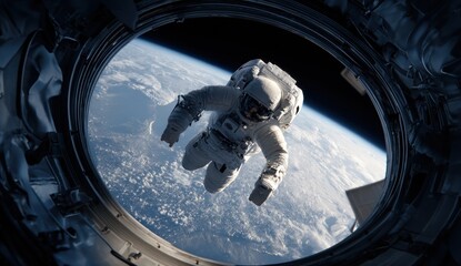 Astronaut in space, Earth view