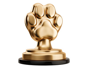  golden paw trophy award symbolizing achievement isolated on white background PNG, AI GENERATED