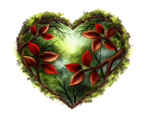 heart in nature isolated on white background PNG, AI GENERATED