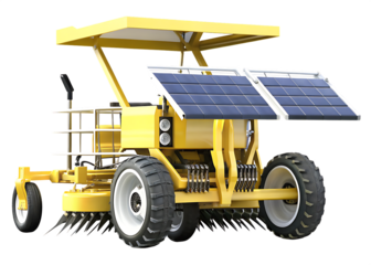 solar powered agriculture robot isolated on white background PNG, AI GENERATED