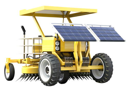 solar powered agriculture robot isolated on white background PNG, AI GENERATED