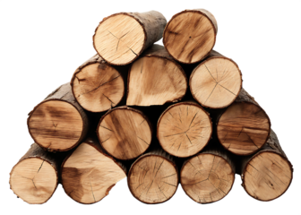  timber wood log pile isolated on white background PNG, AI GENERATED