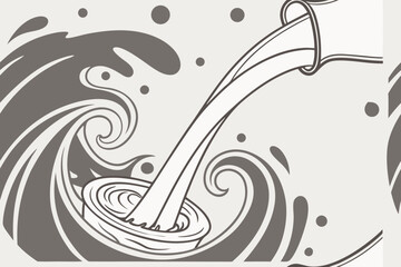 Fototapeta premium Abstract vector background with floral swirl pattern and black leaf elements