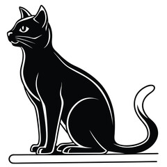 Black cat silhouette vector illustration of a cute domestic feline