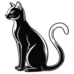 Black cat silhouette in cartoon vector style illustration