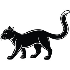 Obraz premium Black cat vector illustration: isolated wild feline animal silhouettes