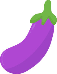 Cute Eggplant for Food and Branding Concepts. Eggplant Kawaii Icon for Culinary and Kids Themes