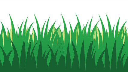 Fototapeta premium Natural Green Grass Border with Cat Illustration Vector Design